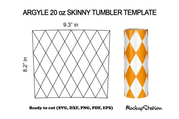 Argyle 20oz Skinny Tumbler Template SVG: Graphics for Crafts & Content