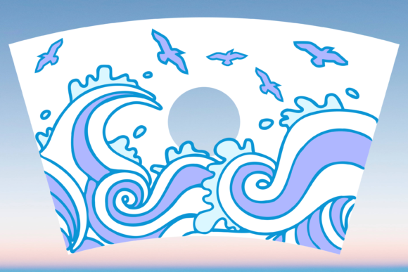 Beach Waves Summer Starbucks Cup SVG: Graphics & Print Templates