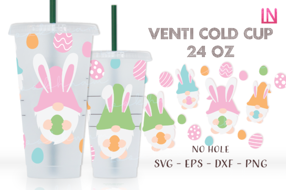 Easter Gnomes No Hole Venti Cold Cup SVG
