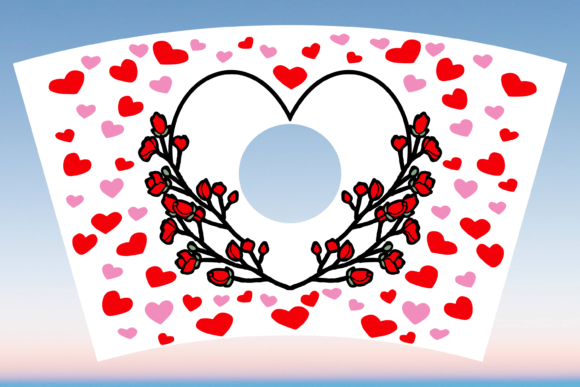 Heart Wreath Valentine Starbucks Cup SVG: Graphics & Print Templates