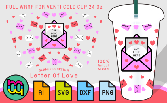 Love Letters Valentine 24oz Star Cup Svg: Graphics for Print Templates