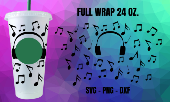 Music Note Headphone Starbucks Cup Svg