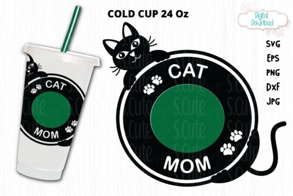 Ring Cold Cup 24 Oz Svg, Cat Mom Cup Svg