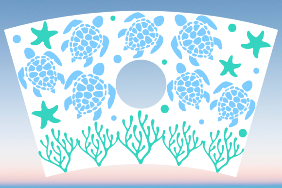 Sea Turtle Beach Ocean Starbucks Cup Svg: Graphics & Print Templates