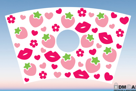 Strawberry Lips Heart Starbucks Cup SVG: Graphics & Print Templates