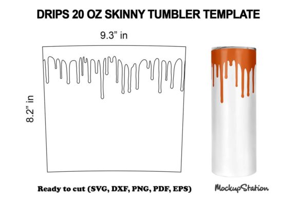 Tumbler Drips SVG Template 20oz Skinny: Graphics for Crafts